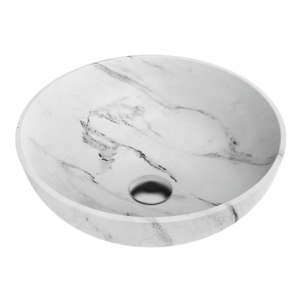 Раковина накладная Omoikiri Hitomi-WH Natceramic, 41 см, белый мрамор, 4972078