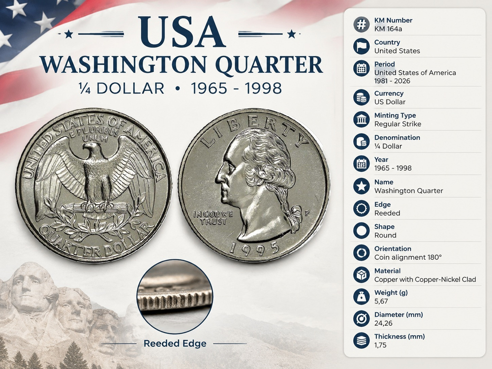 США 25 центов, 1995 P Джордж Вашингтон XF