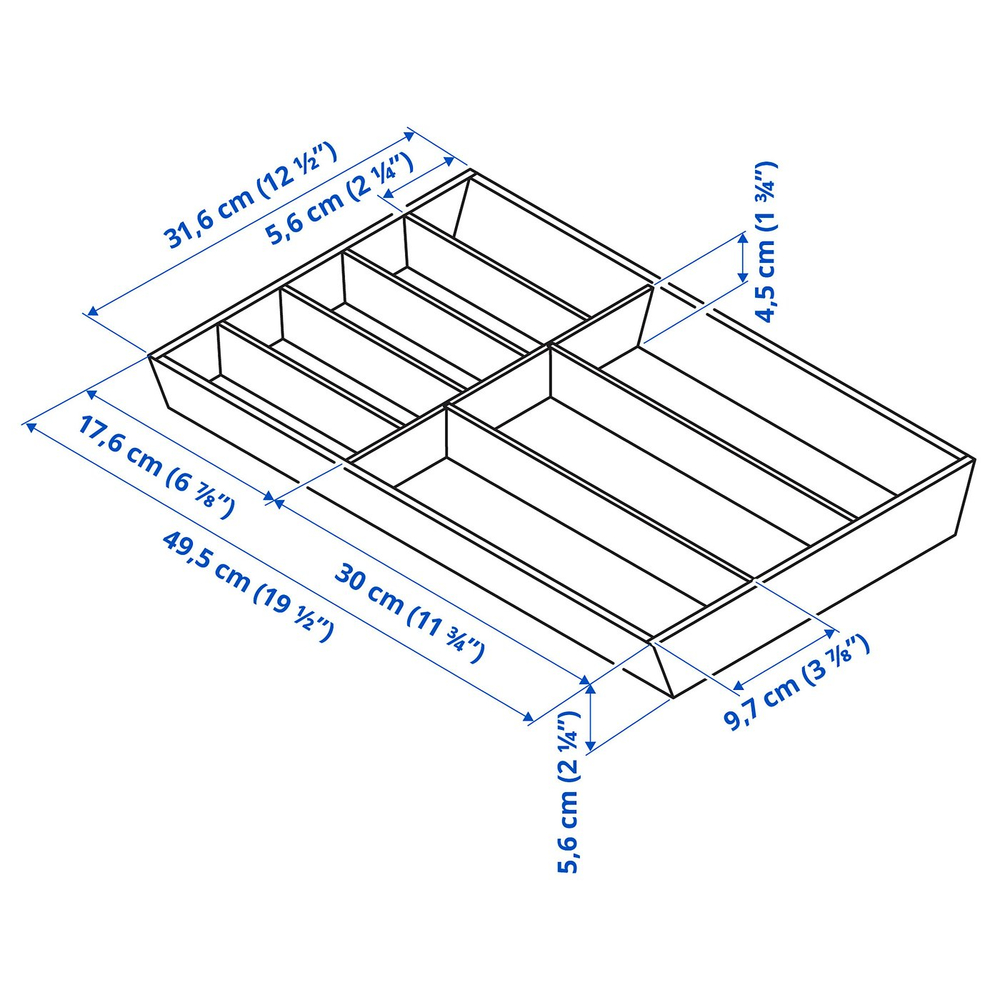 IKEA UPPDATERA  (ИКЕА УППДАТЕРА)  -  Лоток для приборов - светлый бамбук 32x50 см