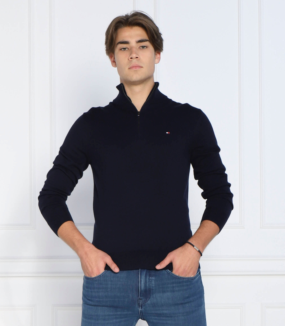 свитер zip mock Tommy Hilfiger - темно-синий(MW0MW28049)