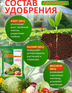 Удобрение минеральное Азофоска , 1 кг