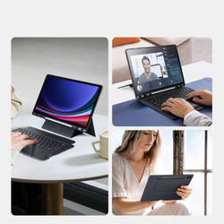 Защитный чехол подставка с клавиатурой (RUS) от Dux Ducis для Samsung Tab S10+, S9+ и S9 FE+, серия DK Series Keyboard, русская клавиатура с подсветкой
