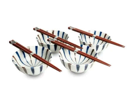 Mensa Home Набор из 4 мисок Stripes 11,5x5,5 см + палочки для еды EAN 00966207