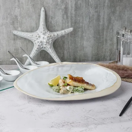Блюдо овальное 32,5*20 см h6,5 см 100 мл Gray Shell Frutti di Mare P.L. [1]