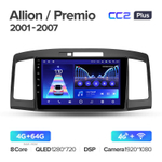 Teyes CC2 Plus 9" для Toyota Premio, Allion  2001-2007