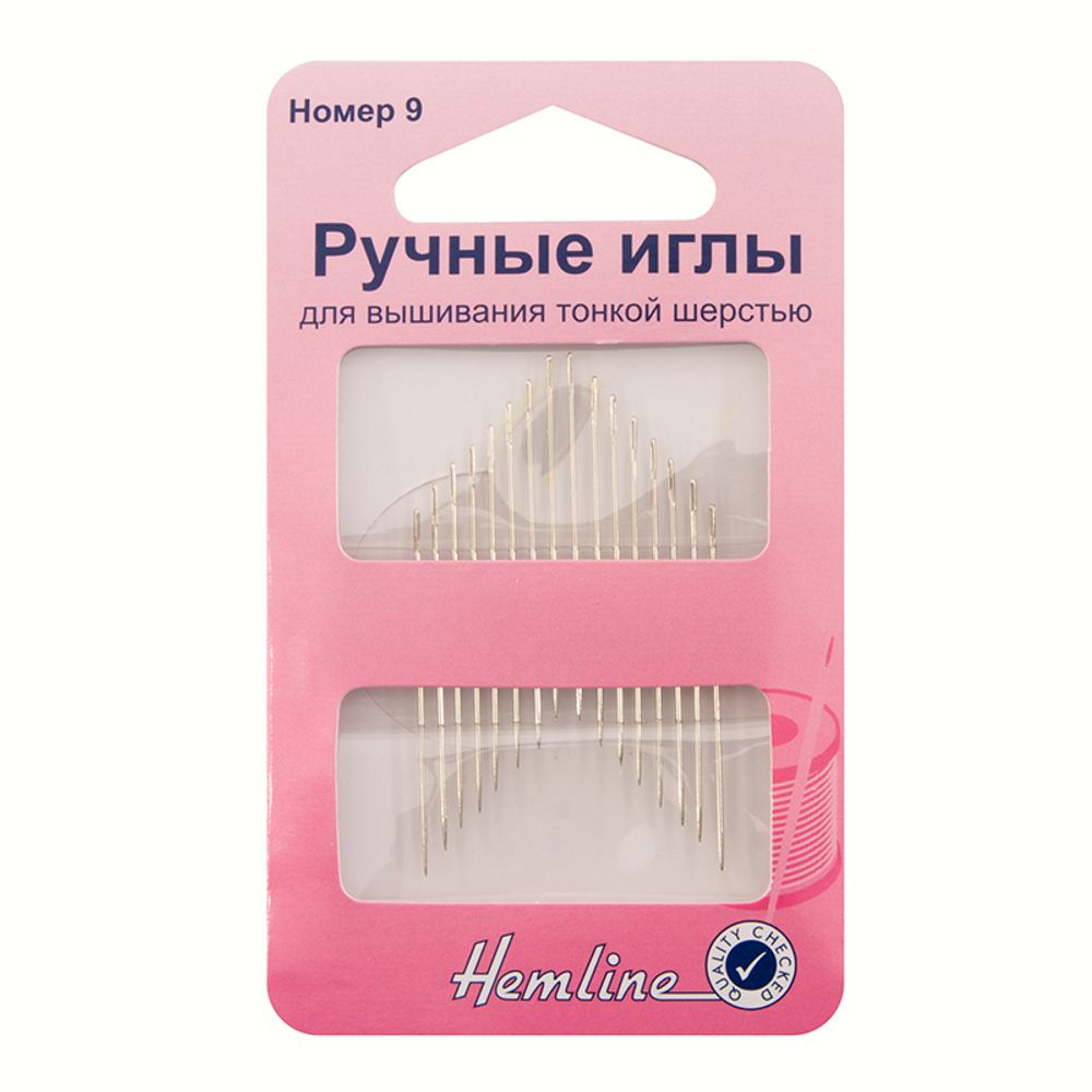 Иглы ручные для вышивания с острым кончиком, №9 | 5 блист. по 16 игл, Hemline Иглы ручные для вышивания с острым кончиком, №9 | 5 блист. по 16 игл, Hemline
