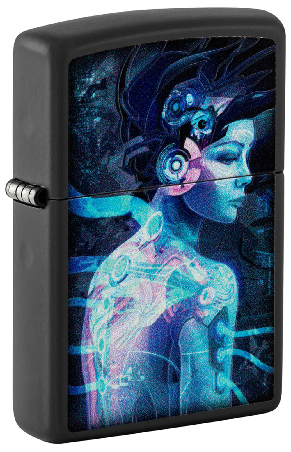 48517 Зажигалка ZIPPO Cyborg Woman, Black Light