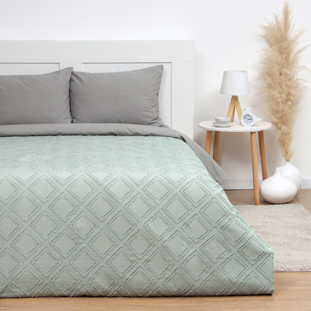 Покрывало LoveLife Tufting: Ромб цв.зеленый, 240*230±5см, микрофайбер, 100% п/э