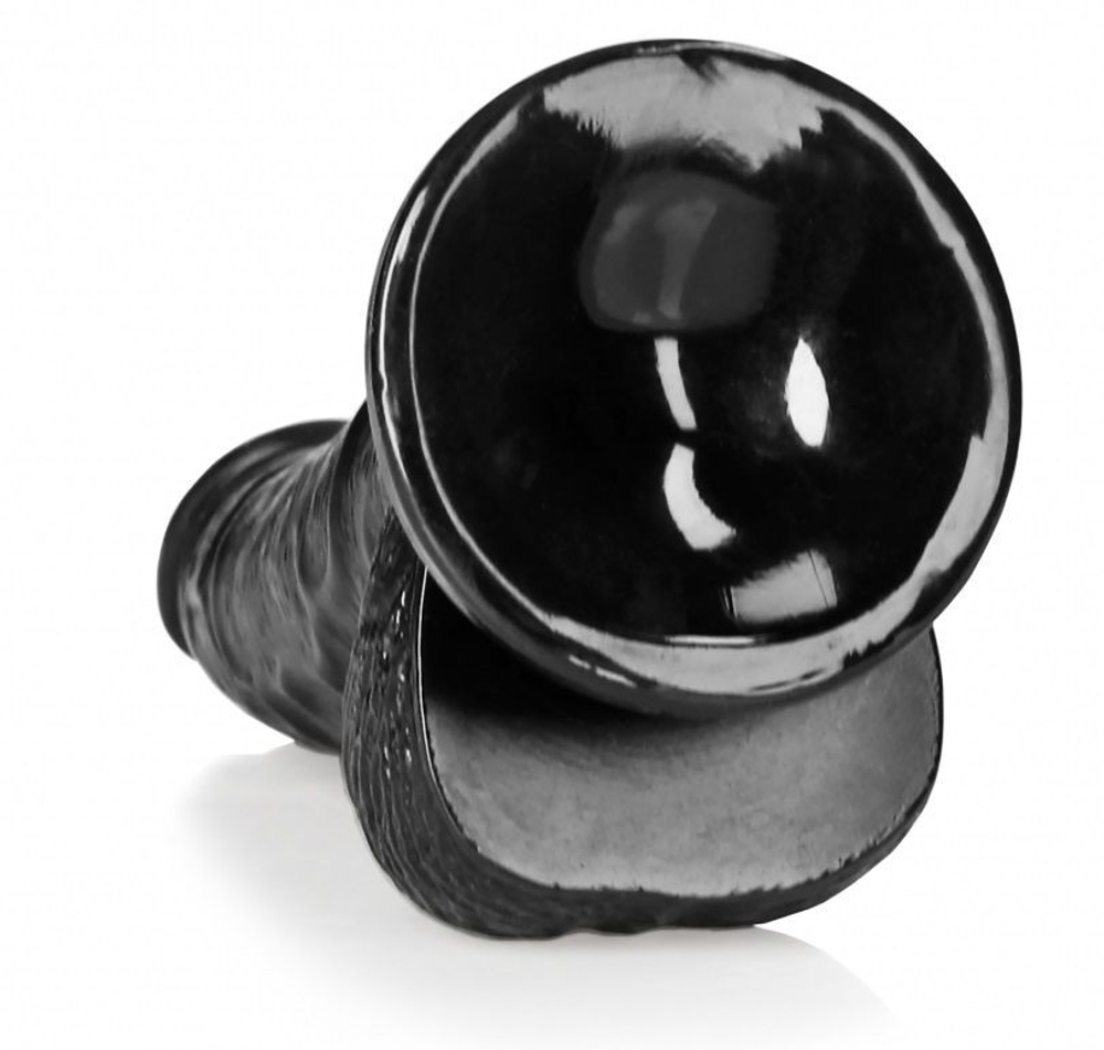 Черный фаллоимитатор Curved Realistic Dildo Balls Suction Cup 6 - 15,5 см. (Цвет: черный)