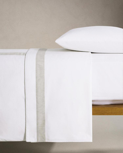 ZARA HOME ХЛОПКОВЫЙ ПОДОДЕЯЛЬНИК С КАЙМОЙ, БЕЛЫЙ