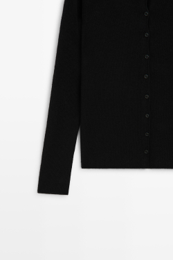 Massimo Dutti Вязаный кардиган с декоративной строчкой, черный