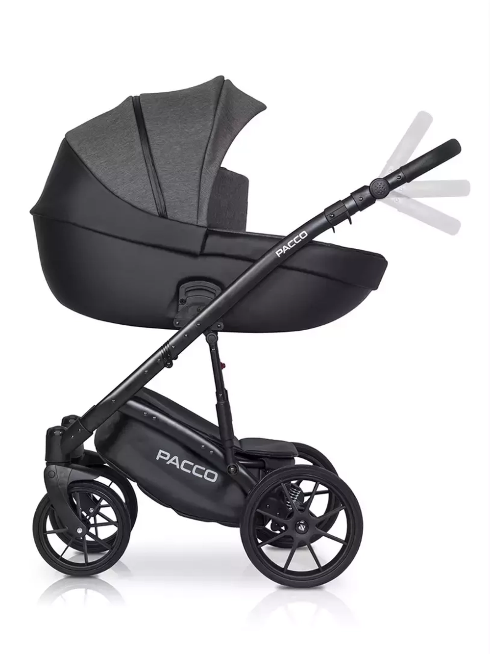 Коляска  PACCO (2 в 1) (RIKO BASIC) 04 Carbon (темно-серый-черный)