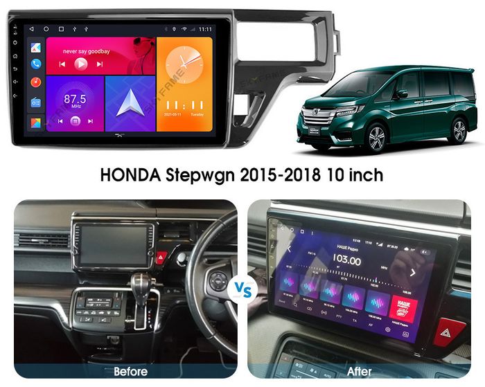 Магнитола для Honda Stepwgn 5 2015-2021 - Kuberg SF-1019 QLed, Android 13, Быстрейшая, CarPlay, SIM-слот