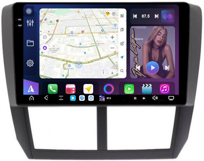 Магнитола для Subaru Forester 3 2008-2013, Impreza 3 2007-2011 - FarCar S500-TS20 монитор 9.5" 2K QLED на Android 14, Быстрейшая, CarPlay, 4G SIM-слот