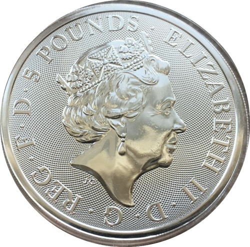 5 фунтов Йель . Королевские звери Тюдоров . 62,2 гр 2 oz . 2023 год