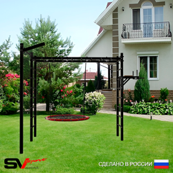 Уличная шведская стенка Sv Sport рукоход с комплектом турник прямой У5513.2 (Брусья/Гнездо 115см/Кронш бокс)
