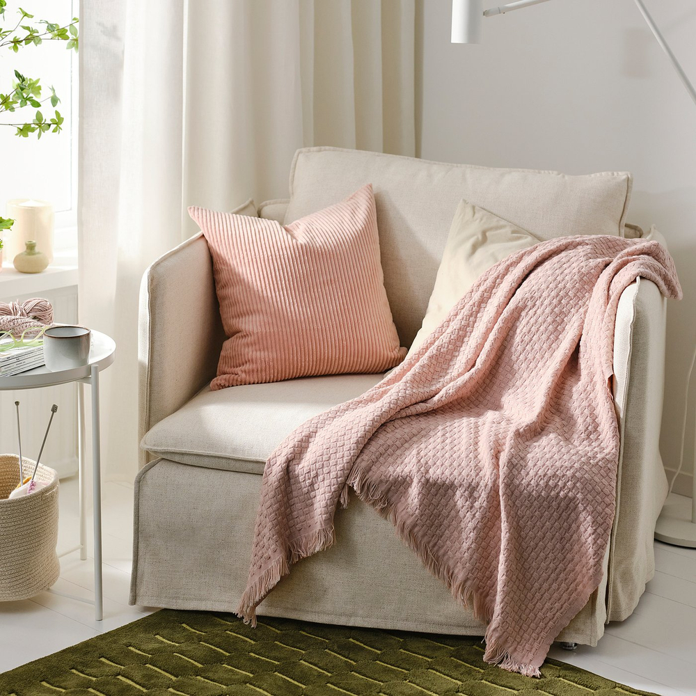 IKEA HORNMAL  (ИКЕА ХОРНМАЛ)  -  Плед - светло-розовый 130х170 см