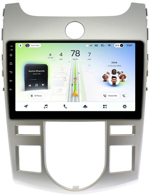 Магнитола для KIA Cerato 2 2008-2013 (климат, рамка серебро) - Teyes CC4L-DTS монитор 9" IPS, Android 14, Быстрая, Snapdragon 662, CarPlay, 4G SIM-слот