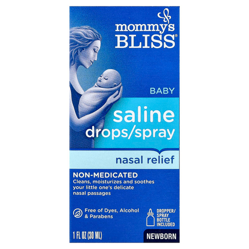 Mommy's Bliss, солевые капли/спрей от насморка, для новорождённых, 30 мл (1 жидк. унция)