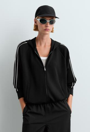 Oysho Куртка с капюшоном из ткани с модалом, черный
