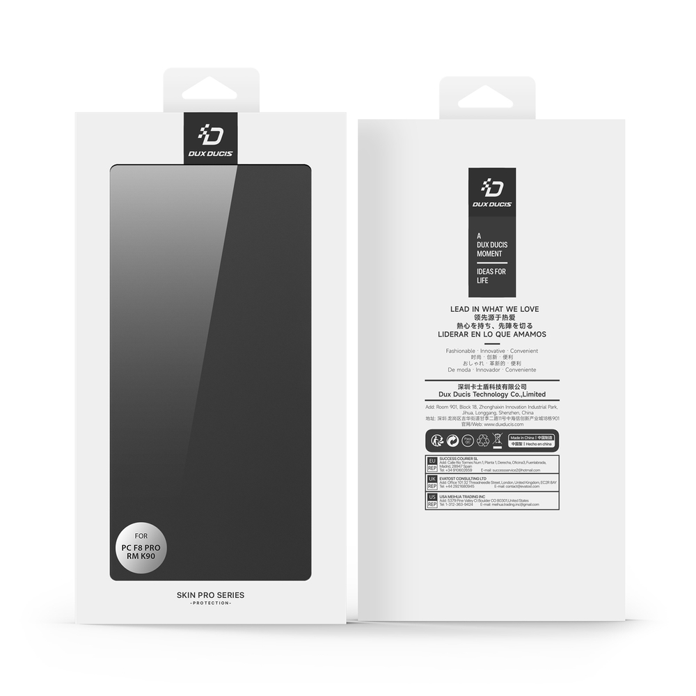 Чехол книжка из кожи черного цвета для Xiaomi Poco F8 Pro (Redmi K90), серия Skin Pro Series от Dux Ducis