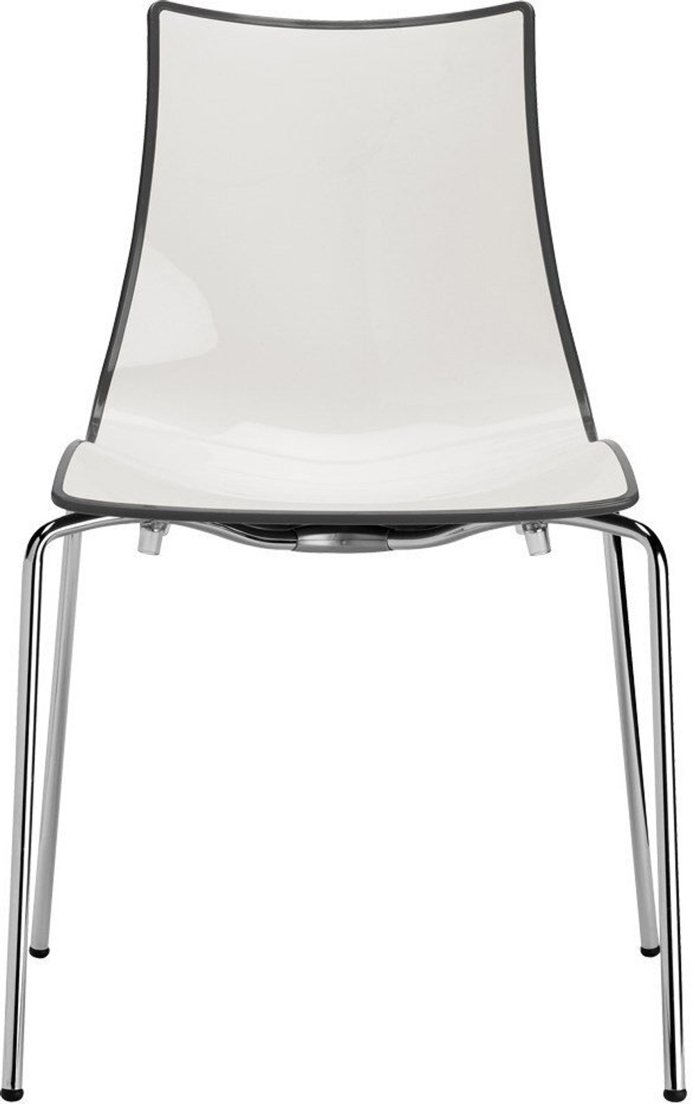 Стул пластиковый Scab Design Zebra Bicolore 4 legs, хром, белый, антрацит