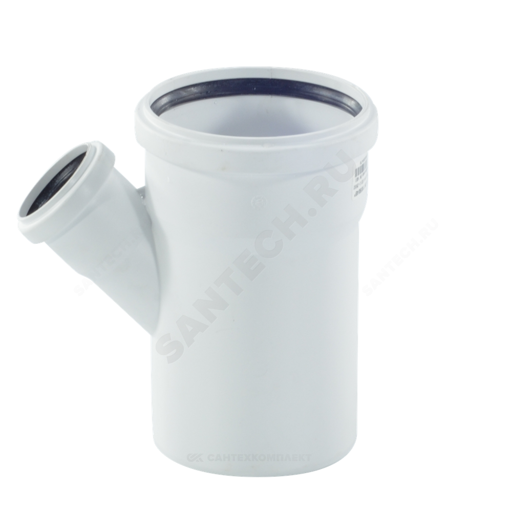 Тройник PP-H переходной бесшумный белый RAUPIANO PLUS Дн 110х50х45гр б/нап в/к Rehau 11213041001