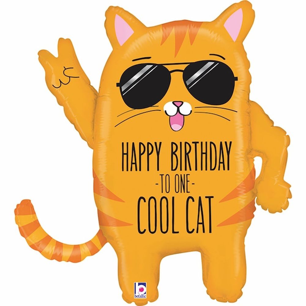 Шар Фигура "Happy Birthday TO ONE COOL CAT Кот"