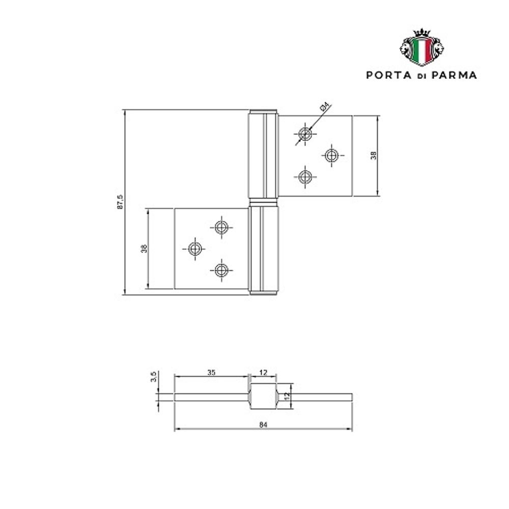 Петля универсальная флажковая PORTA DI PARMA SC матовый хром (1шт)
