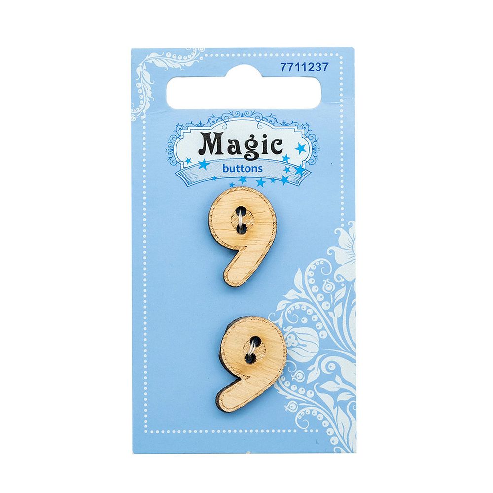 Украшения декоративные: пуговицы Цифра Девять, 2 шт, Magic Buttons BBLWA68-32L
