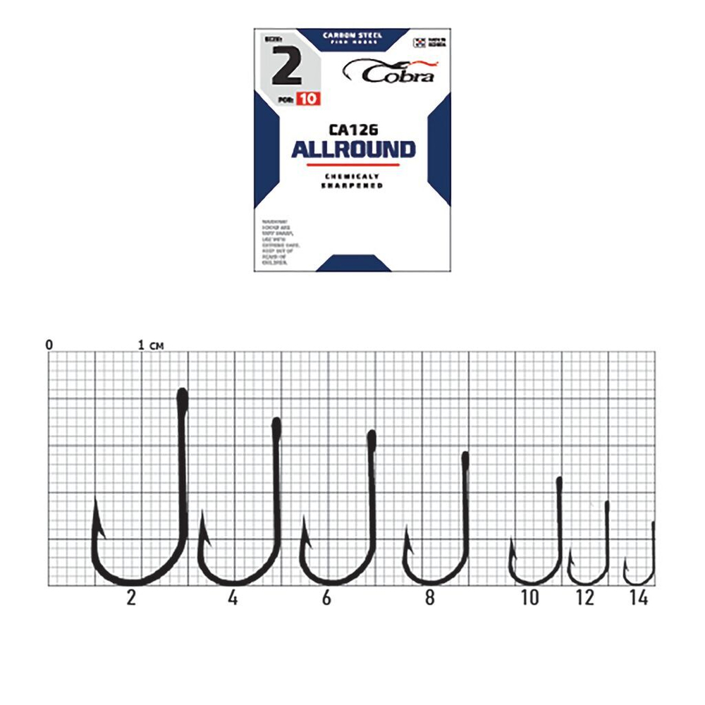 Крючки Cobra ALLROUND CA126  №4, 10 шт.