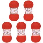 Пряжа Alize (Ализе) Bella 100 / уп.5 мот. по 100 г, 360м, 056 красный A