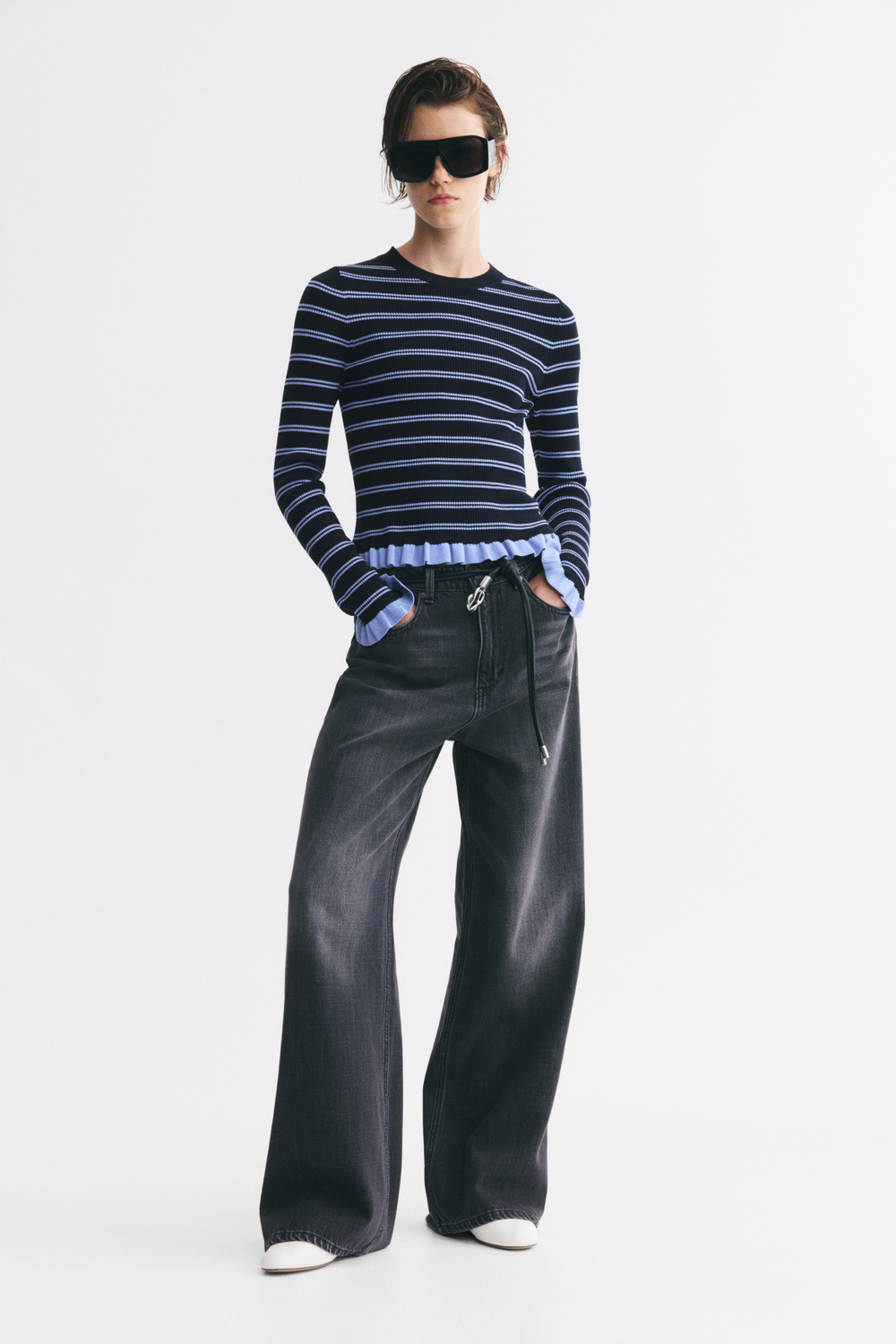 Облегающий топ в резинку с оборками - H&M