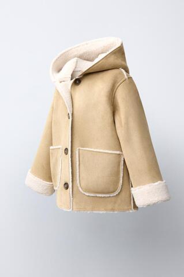 ZARA ПАЛЬТО С КАПЮШОНОМ, СВЕТЛО-БЕЖЕВЫЙ