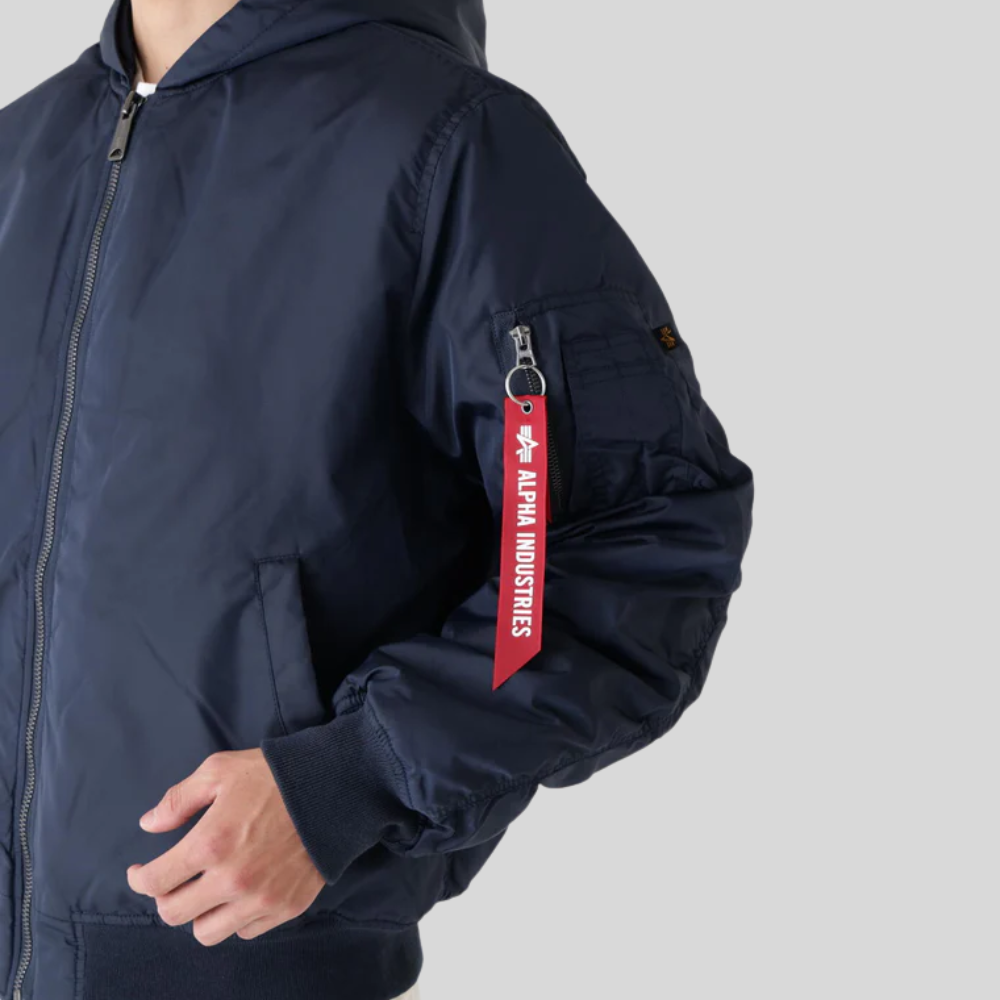 Бомбер Alpha Industries MA-1 Hooded Logo Oxford Replica Blue (Синий)