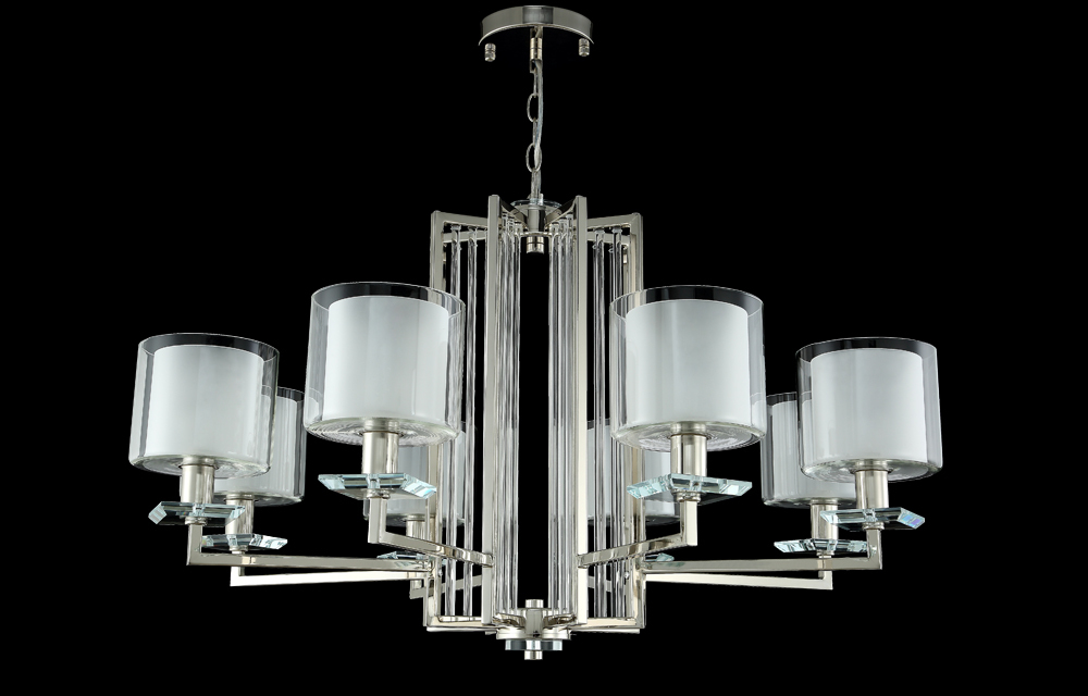 Подвесная люстра Crystal Lux NICOLAS SP-PL8 NICKEL/WHITE