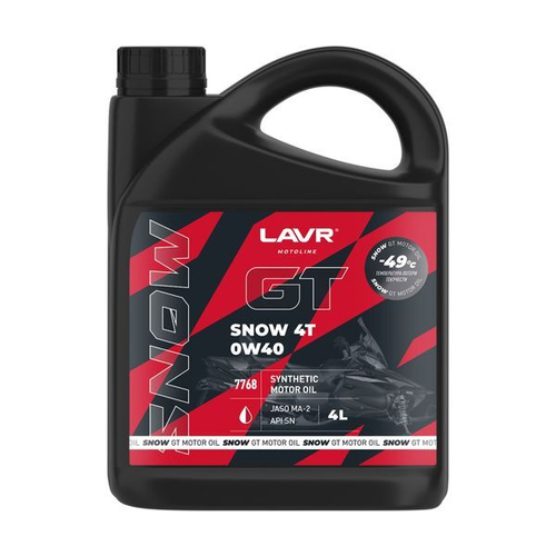 LAVR MOTO Моторное масло для снегохода GT Snow 4T 0W40 SN, 4л LN7768