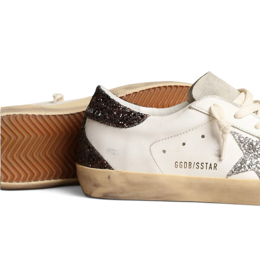 Women’s Super-Star with silver star and brown glitter heel tab
