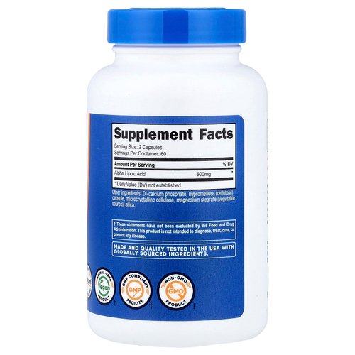 Nutricost, альфа-липоевая кислота, 120 капсул (300 мг в 1 капсуле)