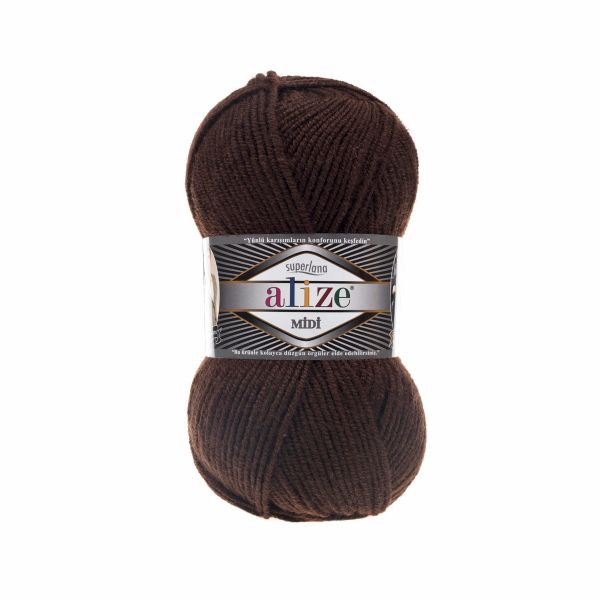 Пряжа Alize (Ализе) Superlana Midi / уп.5 мот. по 100 г, 170м, 026 коричневый A