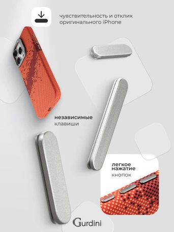 Чехол накладка iPhone 15 Pro 6.1" Gurdini Carbon Design (Magsafe & Lense holder) Galaxy Orange