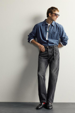 ZARA X AARON LEVIN ДЖИНСЫ STRAIGHT FIT, ЧЕРНЫЙ