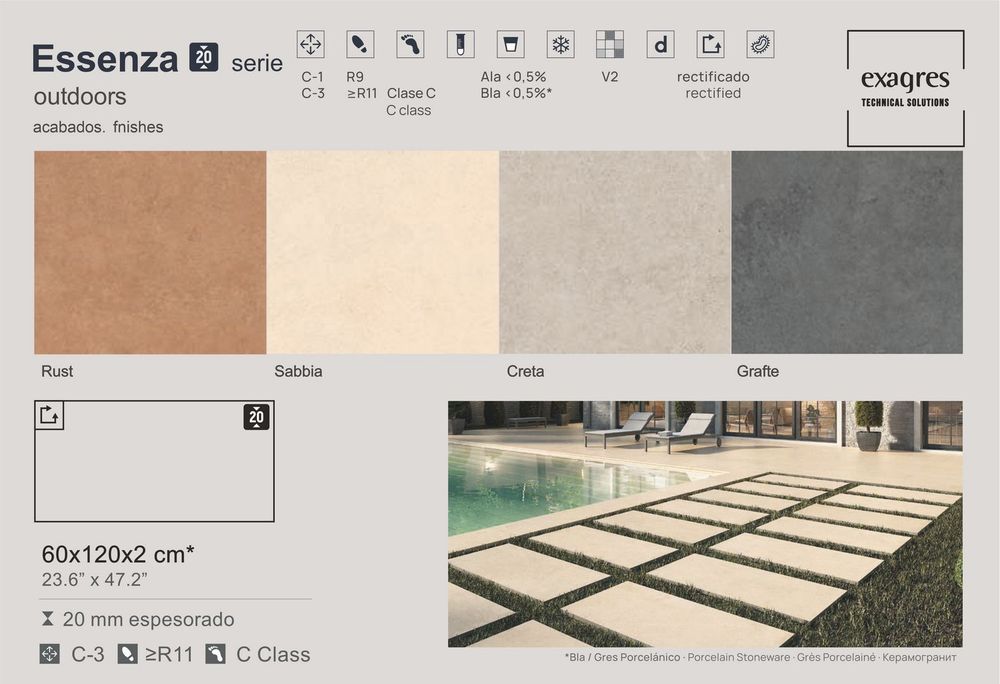 Terraslab, Essenza Rust Base C3 600х1200х20мм 1шт/уп - керамогранит уличный