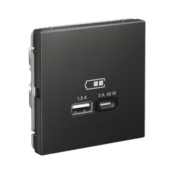 Розетка с USB A+C Systeme Electric ArtGallery Базальт GAL001429