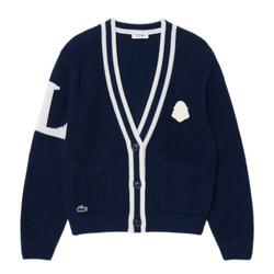 Женская теннисная куртка Lacoste Badge Accent Wool Blend Golf Cardigan - navy blue/white