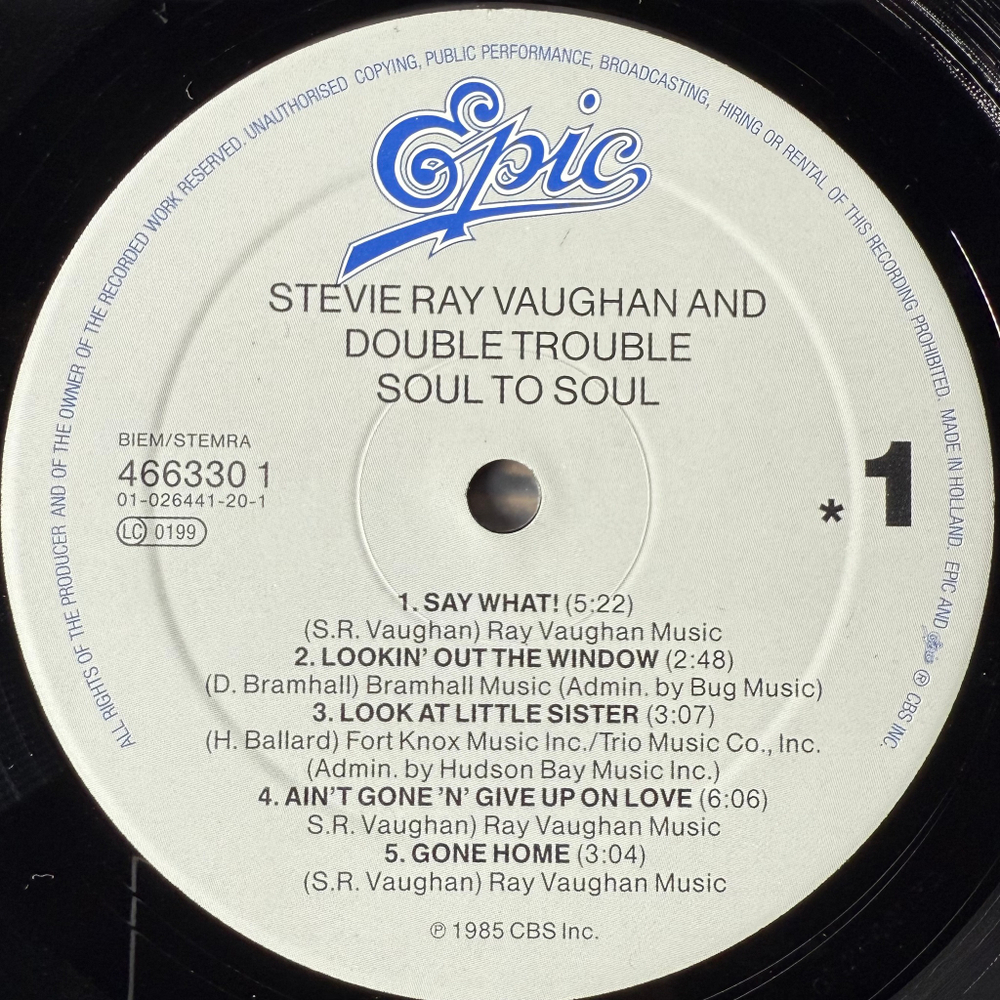 Stevie Ray Vaughan And Double Trouble ‎– Soul To Soul (Голландия)