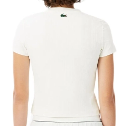 Женская теннисная футболка Lacoste Ultra Dry Tennis Heritage Badge - white