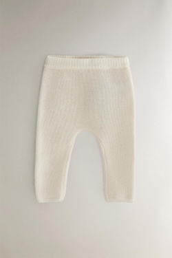 ZARA HOME КАШЕМИРОВЫЕ ДЕТСКИЕ ЛЕГГИНСЫ, ЖЕЛТОВАТО-БЕЛЫЙ