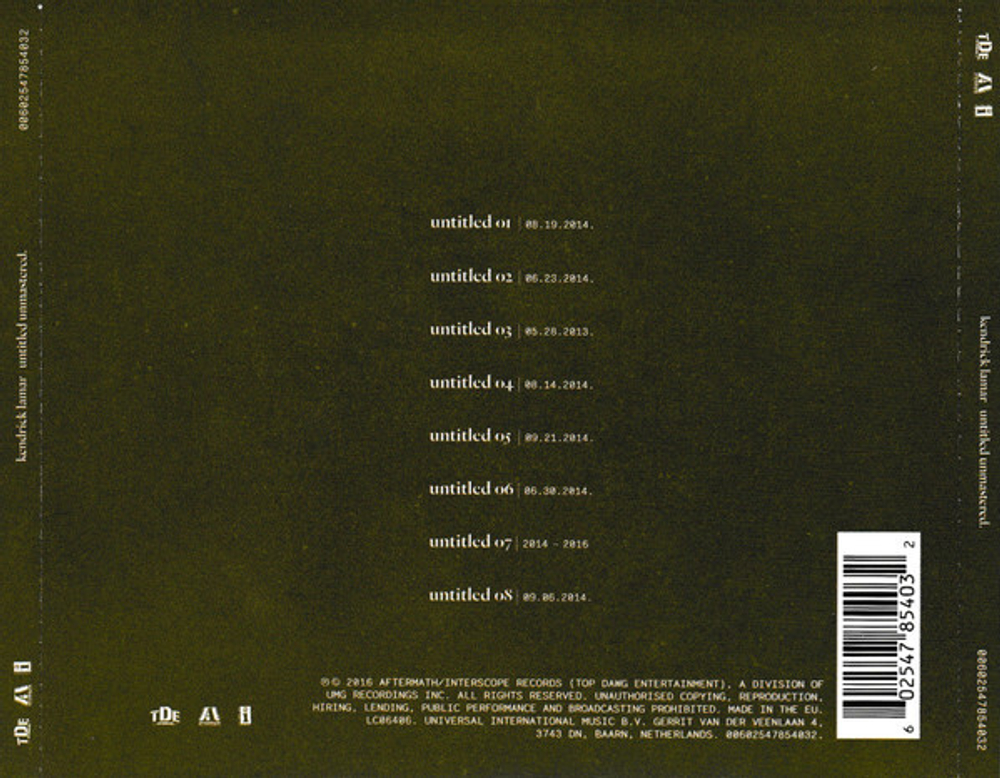 Kendrick Lamar — Untitled Unmastered (CD)