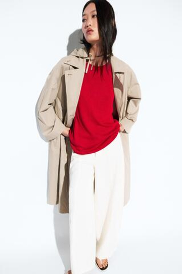 Massimo Dutti Топ из тонкого трикотажа с горловиной халтер, красный